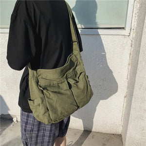Eaiser - Women's School Messenger Bags For Women Shoulder Ladies Designer Handbag Solid Large Capacity Casual Canvas Shoulder Female Bags