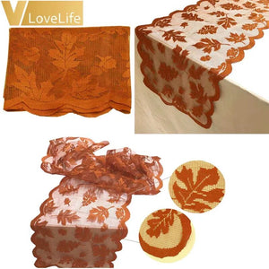 Eaiser - Maple Leaf Lace Table Runner Golden Fall Dinner Parties Restaurant Party Decoration Thanksgiving Christmas Decor for Home