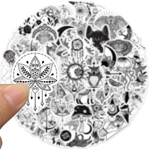Eaiser  k-pop aesthetic   50pcs Black White Aesthetic Goth Gothic Art Stickers For Scrapbook Phone Stationery Laptop Sticker Vintage Scrapbooking Supplies