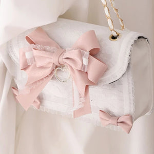 Eaiser MBTI Lolita Bow Lace Shoulder Bag for Girl Pearl Jk Kawaii 2023 New Trend Purse Japan Style Gentle Female Designer Crossbody Bag