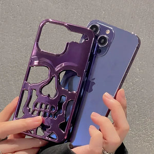 Eaiser - Hollow 3D Skull Callous Phone Case for iPhone 15 14 13 12 11 Pro Max Plus Luxury Plating silicone Shockproof Cover