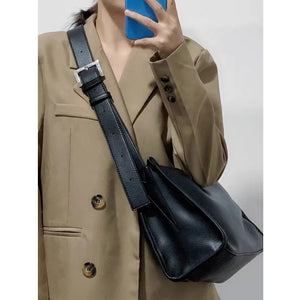Eaiser - Fashion Women Shoulder Bag PU Leather Wide Strap Crossbody Bags Female High Capacity Shoulder Handbag Solid Purse Bags for Women