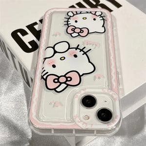 Eaiser - Ins New Hello Kitty Pink Phone Case for Iphone 11 12 13 14 15 Pro Max X Xs Xr 7 8 Plus Y2k Girl Clear Gift Silicone Anti-fall