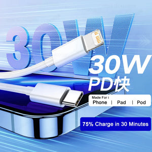 Eaiser-PD 30W USB Cable For Apple iPhone 14 13 12 11 Pro Max 7 8 14 Plus XS XR Fast Charging USB C Cable Charger Date Wire Accessories