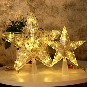 Eaiser - 15CM LED Transparent Five-pointed Star Merry Christmas Tree Toppers Cristmas Decorations for Home Xmas Ornaments Navidad 2023