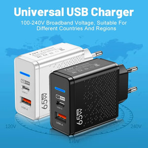 Eaiser-65W GaN Charger EU KR AU Plug Adapter Laptop Fast Charging For iPhone USB Type C Quick Charger Mobile Phone USB Charger