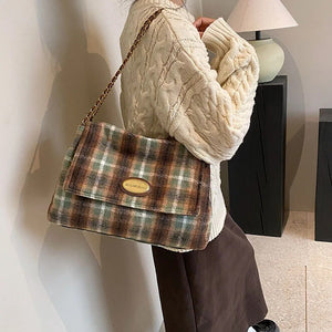Eaiser - Korean Women Tote Bag Fashion Chain Underarm Pouch Canvas Shoulder Bag Retro Crossbody Bag Casual Portable Small Square Bag