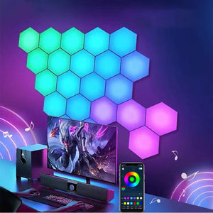 Eaiser  k-pop aesthetic  1-20 PCS 5V USB APP LED Hexagonal Night Light For Indoor Home DIY Decoration Creative RGB Decor Atmosphere Quantum Wall Lamps