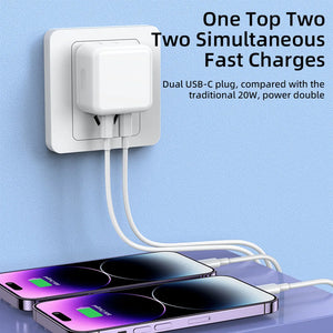 Eaiser-PD 50W  Double C Quick Charging Charger For IPhone14/13/12/Pro Max XR For  Xiaomi samsung Universal Adapter And Type-c Phones+1m