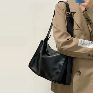 Eaiser - Fashion Women Shoulder Bag PU Leather Wide Strap Crossbody Bags Female High Capacity Shoulder Handbag Solid Purse Bags for Women