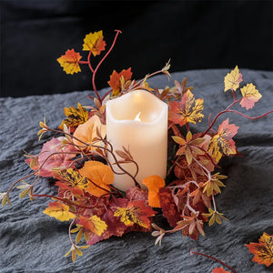 Eaiser - 25cm Fall Wedding Candle Holder Artificial Maple Leaf Candlestick Wreath Candle Garland Autumn Thanksgiving Party Table Decor