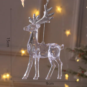 Eaiser - 15cm Christmas Snowflake Piece Xmas Tree Pendants Noel Crystal Deer Wreath Hanging Ornaments Merry Christma Decor For Home 2023
