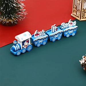 Eaiser - Christmas Blue Train Ornament 1Box Snowmans Snowflakes Christmas Decorative Ornament for Home New Year Party Decor