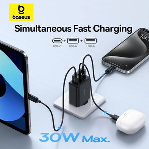 Eaiser-30W USB Charger QC3.0 PD3.0 Type C PD Fast Charging 3 Ports Quick Phone Charger For iPhone 15 14 13Pro Max Xiaomi Samsung