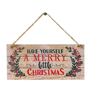 Eaiser -  Merry Christmas Sign 2023 Xmas Tree Decoration Wooden Door Wall Hanging Ornaments Board For Holidays Outdoor Indoor Home Decor