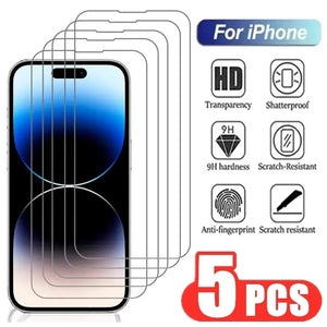 Eaiser-3-5Pcs 9H Tempered Glass for iPhone 13 11 12 14 15 Pro Max Mini Screen Protector For iPhone 15 Plus X XR XS MAX Protective Glass