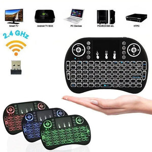 Eaiser-Colorful Backlight English Russian 2.4G Air Mouse Remote Touchpad for Android TV Box PC I8 Mini Wireless Keyboard