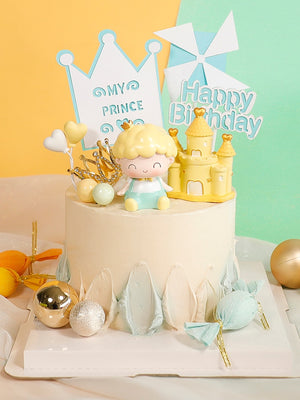 Eaiser  k-pop aesthetic  Cartoon cute little Prince baby boy with Rose birthday Cake Decoration cartoon party decoration cake decorators Love Gifts