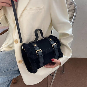 Eaiser - Winter Crossbody Bags for Women Shoulder Bag New Lamb Plush Velvet Bag Lady Small Square Handbag French Korea Style ショルダーウォレット