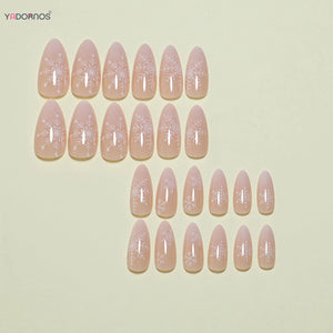 Christmas nails  Fake Nails Snowflakes Christmas Theme Nude Color Press On Nails Almond Shape Simple Style Full Cover False Nails For Women Use