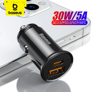 Eaiser-30W USB Car Charger Quick Charge 4.0 3.0 FCP SCP USB PD For Xiaomi iPhone 12 13 14 15 Pro Fast Charging Car Phone Charger