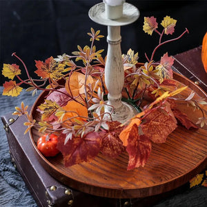 Eaiser - 25cm Fall Wedding Candle Holder Artificial Maple Leaf Candlestick Wreath Candle Garland Autumn Thanksgiving Party Table Decor