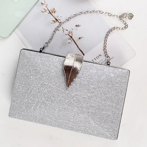 Eaiser - Silver Clutch Luxury Bags Womens High Quality Designer Wedding Purse and Handbags Leaf Shape Hasp Phone Crossbody Bag 2023 New