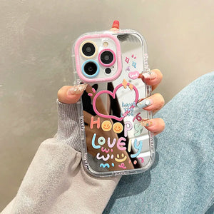 Eaiser - Lovely Girl Heart Mirror Phone Case For iPhone 11 12 13 14 15 Pro Max Shockproof Back Cover
