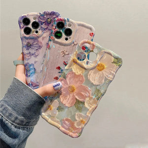 Eaiser - Laser Blue Light Flowers Phone Case For iPhone 14 Pro Max 11 12 13 Pro Max 14Pro 13Pro Luxury Shockproof TPU Soft Silicone Cover