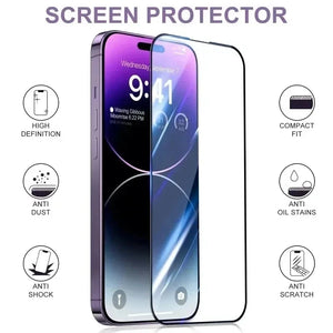 Eaiser-5Pcs Protective Glass For iPhone 13 11 12 14 Pro Max Mini 7 Plus Screen Protector For iPhone 15 PRO XS MAX X XR Full Cover Glass