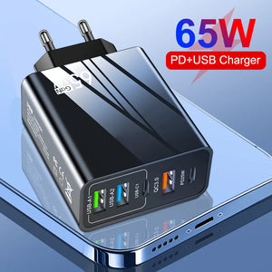 Eaiser-65W USB Charger Quick Charge 3.0 5 ports Type C PD Fast Charging Mobile Phone Adapter For Samsung Xiaomi iPhone 14 Wall Charger