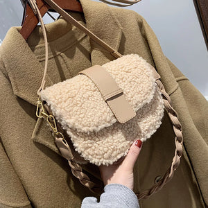 Eaiser - 2023 Winter Women's Shoulder Bag Messenger Weave Strap Saddle Armpit Bag New High-quality Plush Fur Bag Women's Handbag Designer