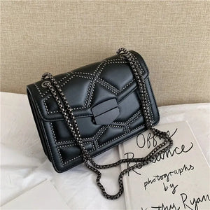 Eaiser -  Vintage Rivet Chain Small Shoulder Bags For Women Flap PU Leather Fashion Small Square Crossbody Bag Designer Handbag