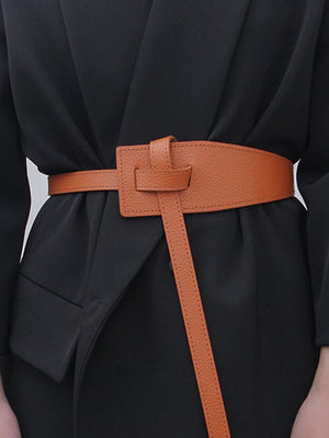 Eaiser Urban Solid Faux Leather Fold-In Waist Belt