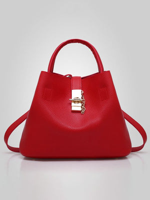Eaiser Solid Color Faux Leather Metal Lock Commuter Ladies Handbag