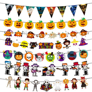 Eaiser 3M Halloween Banner Skull Pumpkin Ghost Wall Hanging Dec Witch Trick Or Treat Garlands Happy Halloween Party Decor For Home