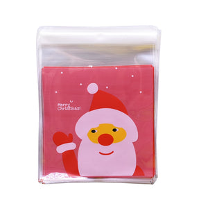 Eaiser 50Pcs 10X10cm Christmas Candy Cookie Gift Bags Plastic Self-Adhesive Biscuits Snack Packaging Bags Xmas Party Decoration Favors