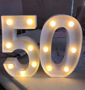 Eaiser 2Pcs Adult 30/40/50/60 Number LED String Night Light Lamp Happy Birthday Balloon Anniversary Decoration Event Party Supplies