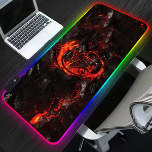 RGB Gaming Mouse Pad Large 900x400mm XL Red Dragon Pattern Computer Desk Mat Pad with LED Backlight For PC Laptop support Custom