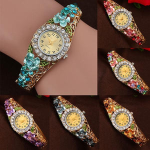 BACK TO COLLEGE    Top Brand  Women Quartz Luxury Crystal Flower Bracelet Watch Luxury Wristwatches Ladies Sports Watches Clock Bracelet Watch