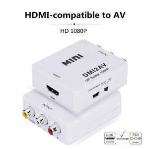 HDMI-compatible to RCA Converter AV/CVSB L/R Video Box HD 1080P HDMI2AV Support NTSC PAL Output HDMIToAV