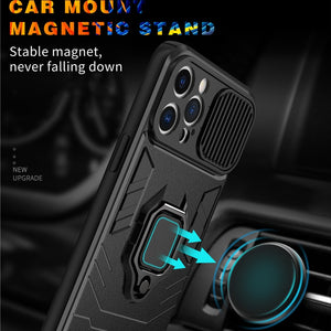 Eaiser  For iPhone 13 Slide Armor Shockproof Phone Case For iPhone 12 11 Pro Max XR XS Max X 7 8Plus 13 Magnetic Ring Holder Back Cover