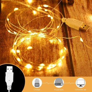 1m/2m/3m/10m Battery-operated Garland Christmas Decor for Home Holiday Festoon Led Light for Wedding Party Decoration New Year