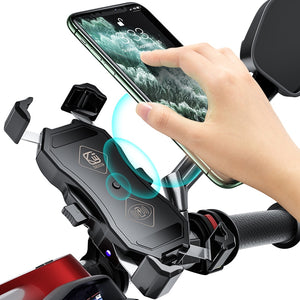 Motorcycle Phone Holder 15W Wireless Charger USB QC3.0 Fast Charging Bracket Bike Smartphone Stand 360 Mobile Cellphone Support