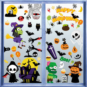 Eaiser Halloween Cartoon Window Static Sticker Door Decor Evil Eyes Vampire Stickers DIY Happy Halloween Party Decor For Home