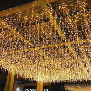 4M~20M White Christmas Garland LED Icicle Curtain Light Droop 0.6m AC 220V Street Garland on The House Outdoor New Year