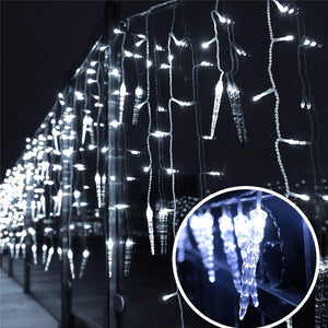 Christmas Festoon LED Icicle Fairy Curtain Light 5-20M Waterfall House New Year Halloween Garden Patio Decoration 8 Modes