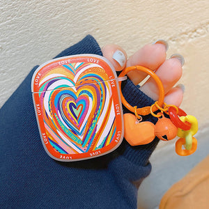 Graffiti Colorful Hearts Case for Apple AirPods 2 Pro Cover Bells Keyring Cute Earphone Cases Accessories for AirPod 1 3 funda