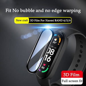 3D Film Glass for Xiaomi Mi band 4 5 6 Screen Protector for Miband 6 5 Smart Watchband Full Protective Cover Case Strap Bracelet