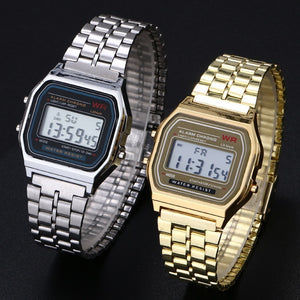 Eaiser Luxury Digital Women's Watches Fashion Stainless Steel Link Bracelet Wristwatch Strap Business Electronic Men Clock Reloj Mujer